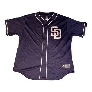 Majestic MLB San Diego Padres Dark Blue Baseball Jersey #7 Kelly XL